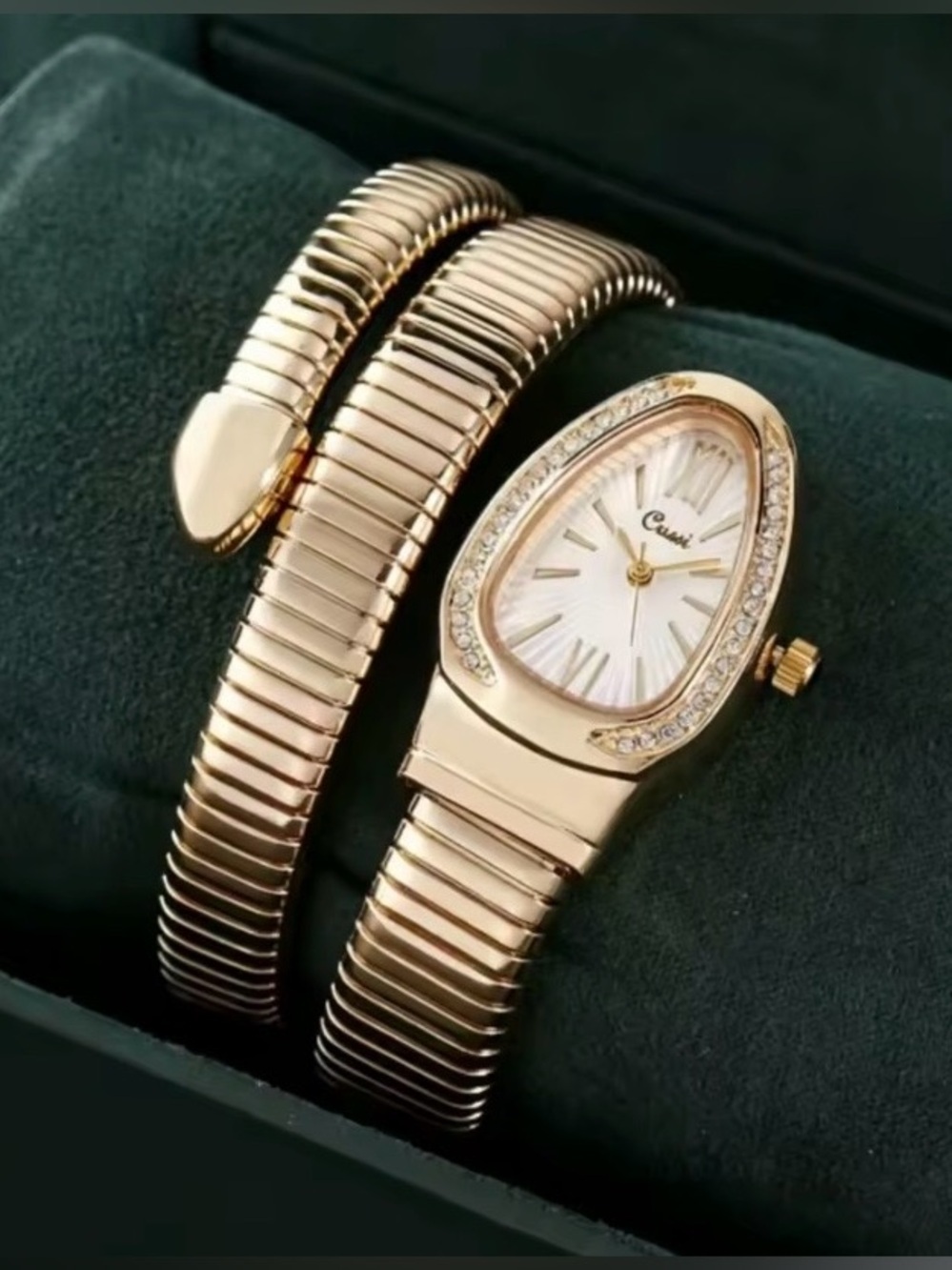 NEW! Trendy Gold Serpentine Wrap Watch with Crystal Bezel ⌚️ A1-25